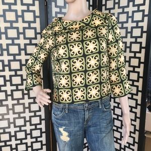 Milly Black, Green and Yellow Print Blouse